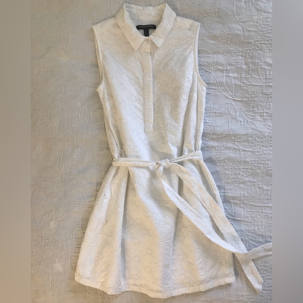 Banana Republic White Sleeveless Summer Mini Dress Sz2P V/304128